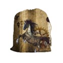 Awesome Steampunk Horse, Clocks And Gears In Golden Colors Drawstring Pouches (Extra Large) View1