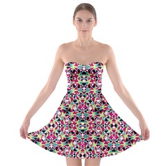 Multicolored Abstract Geometric Pattern Strapless Bra Top Dress by dflcprints