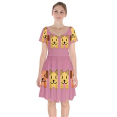 Pet Animal Feline Domestic Animals Short Sleeve Bardot Dress by Simbadda