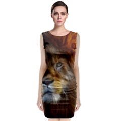 Fractalius Big Cat Animal Classic Sleeveless Midi Dress by Simbadda