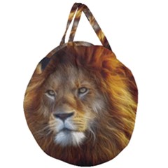 Fractalius Big Cat Animal Giant Round Zipper Tote by Simbadda