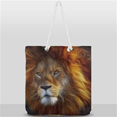 Fractalius Big Cat Animal Full Print Rope Handle Tote (large) by Simbadda