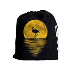 Moon Reflection Flamenco Animal Drawstring Pouches (extra Large) by Simbadda