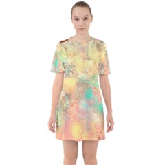 Pink Pastel Abstract Sixties Short Sleeve Mini Dress by digitaldivadesigns