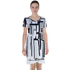 Black And White City Short Sleeve Nightdress by digitaldivadesigns