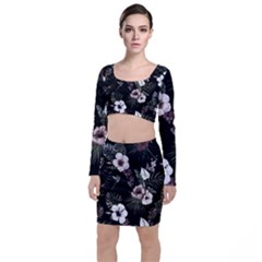 Tropical Pattern Long Sleeve Crop Top & Bodycon Skirt Set by Valentinaart