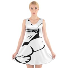 Dog Leash Lead Running Animal V-neck Sleeveless Dress by Nexatart