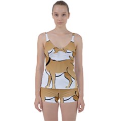 Dog Brown Pet Animal Tail Eskimo Tie Front Two Piece Tankini by Nexatart