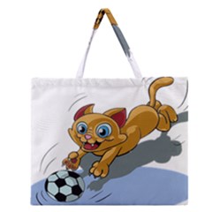 Cat Ball Play Funny Game Playing Zipper Large Tote Bag by Nexatart