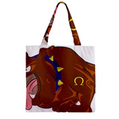 Bulldog Cartoon Angry Dog Zipper Grocery Tote Bag by Nexatart