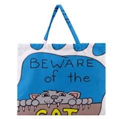 Cat Print Paw Pet Animal Claws Zipper Large Tote Bag by Nexatart