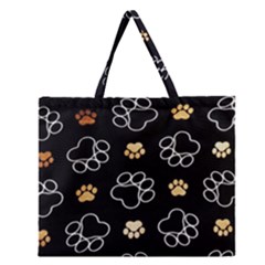 Dog Pawprint Tracks Background Pet Zipper Large Tote Bag by Nexatart