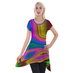 Colorful Waves Short Sleeve Side Drop Tunic by LoolyElzayat