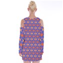 Blue Orange Yellow Swirl Pattern Velvet Long Sleeve Shoulder Cutout Dress View2