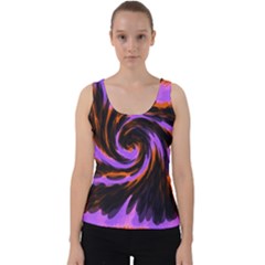 Swirl Black Purple Orange Velvet Tank Top by BrightVibesDesign