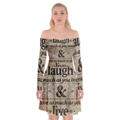 Motivational Calligraphy Grunge Off Shoulder Skater Dress by Sapixe