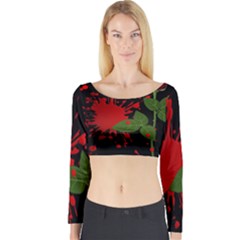 Background Texture Stain Long Sleeve Crop Top by Sapixe