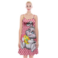 Illustration Rabbit Easter Spaghetti Strap Velvet Dress by Sapixe