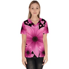 Flower Plant Floral Petal Nature Scrub Top by Sapixe