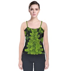 Decoration Green Black Background Velvet Spaghetti Strap Top by Sapixe