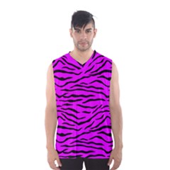 Hot Neon Pink And Black Tiger Stripes Men s Basketball Tank Top by PodArtist