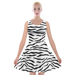 Black And White Tiger Stripes Velvet Skater Dress by PodArtist