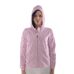 Elios Shirt Faces In White Outlines On Pale Pink Cmbyn Hooded Windbreaker (women) by PodArtist