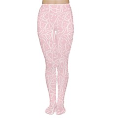 Elios Shirt Faces In White Outlines On Pale Pink Cmbyn Women s Tights by PodArtist