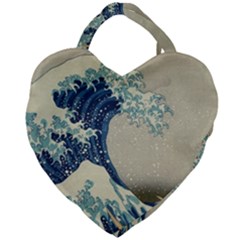 The Classic Japanese Great Wave Off Kanagawa By Hokusai Giant Heart Shaped Tote by PodArtist