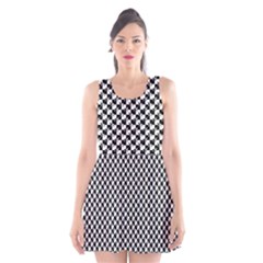 Black And White Checkerboard Weimaraner Scoop Neck Skater Dress by PodArtist