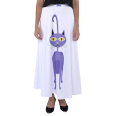 Cat Clipart Animal Cartoon Pet Flared Maxi Skirt by Sapixe