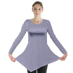 Usa Flag Blue And White Stripes Long Sleeve Tunic  by PodArtist