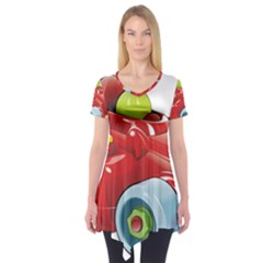 Car Vehicle Racing Car Formula Short Sleeve Tunic  by Sapixe