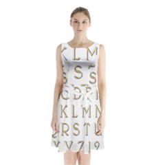 Letters Gold Classic Alphabet Sleeveless Waist Tie Chiffon Dress