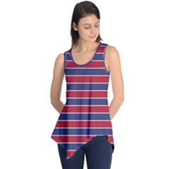 Large Red White And Blue Usa Memorial Day Holiday Pinstripe Sleeveless Tunic by PodArtist