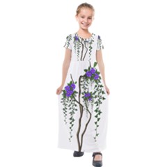 Image Cropped Tree With Flowers Tree Kids  Short Sleeve Maxi Dress by Sapixe