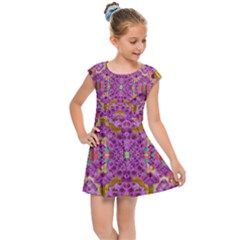 Fantasy Flower Festoon Garland Of Calm Kids Cap Sleeve Dress by pepitasart