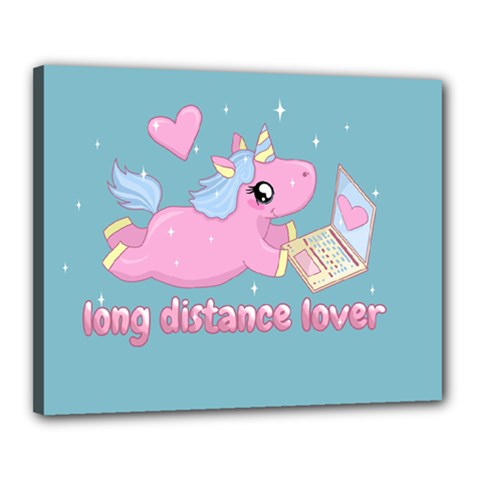 Long Distance Lover - Cute Unicorn Canvas 20  X 16  by Valentinaart