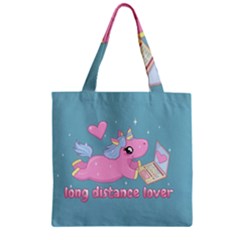 Long Distance Lover - Cute Unicorn Zipper Grocery Tote Bag by Valentinaart