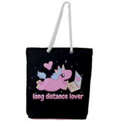 Long Distance Lover - Cute Unicorn Full Print Rope Handle Tote (large) by Valentinaart