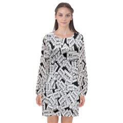 Audio Tape Pattern Long Sleeve Chiffon Shift Dress  by Valentinaart