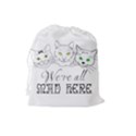 Funny Cats  We Are All Mad Here Drawstring Pouches (Large)  View2