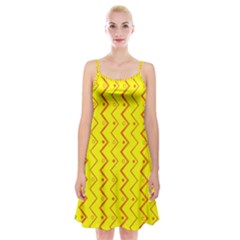 Yellow Background Abstract Spaghetti Strap Velvet Dress by Nexatart