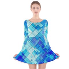 Abstract Squares Arrangement Long Sleeve Velvet Skater Dress by Nexatart