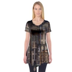 Architecture City Home Window Short Sleeve Tunic  by Nexatart