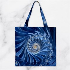 Blue Fractal Abstract Spiral Zipper Grocery Tote Bag by Nexatart