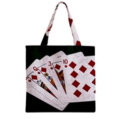 Poker Hands   Royal Flush Diamonds Zipper Grocery Tote Bag by FunnyCow