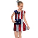 American Usa Flag Vertical Kids Cap Sleeve Dress View1