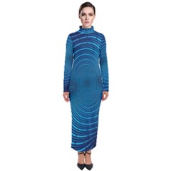 Blue Background Brush Particles Wave Turtleneck Maxi Dress by Nexatart