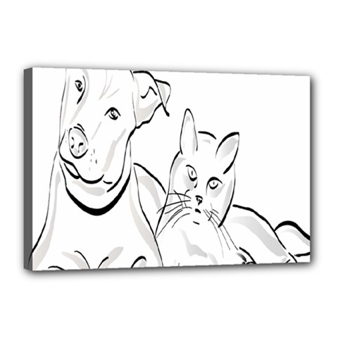 Dog Cat Pet Silhouette Animal Canvas 18  X 12  by Sapixe